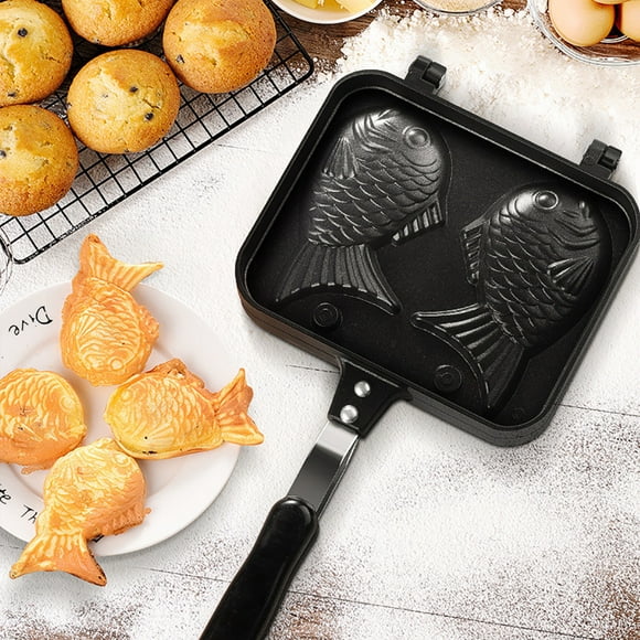 Oneshit Japanese Pancake Maker Fish-Shaped Bakeware Pan 2 Home Cake Tools Cake Mould in Clearance Black