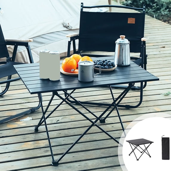 Oneshit Outdoor iron tabletop folding table Iron tabletop portable roller shutter table with large capacity storage bag Outdoor mini folding table suitable for camping Spring