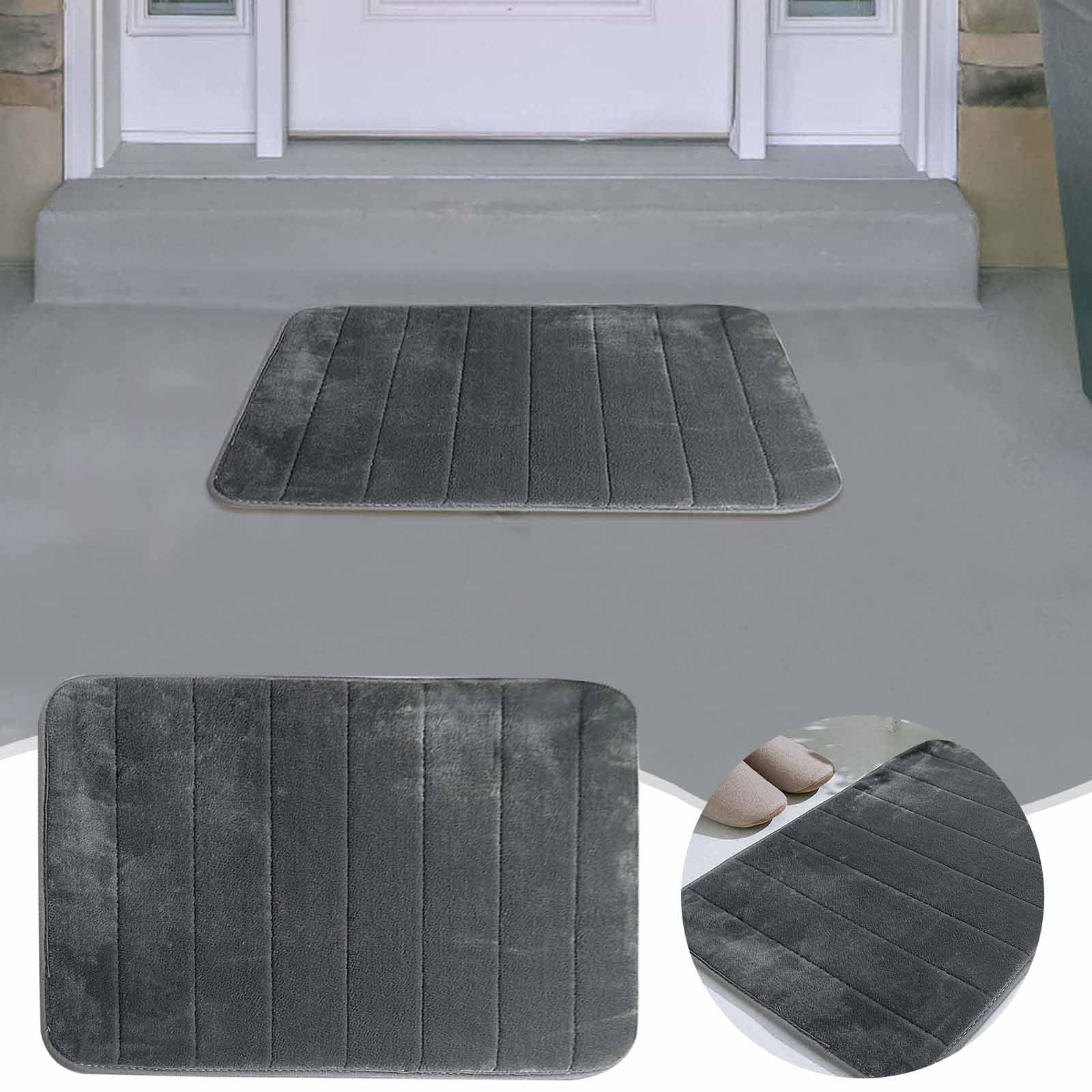 Oneshit Striped Memory Foam Bathroom Rug Soft Absorbent Velvet Bath Mat