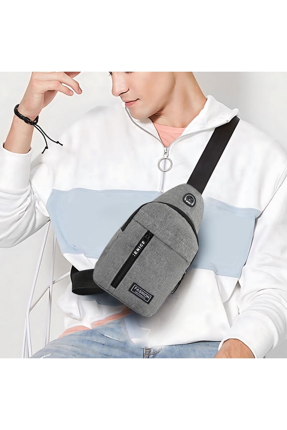 Mini Crossbody Sling Bag Shoulder Bag Dual Pocket Fanny Pack Running Phone Holder for Men Women Workout Travelling (Gray 6.69x1.96x11.81in)