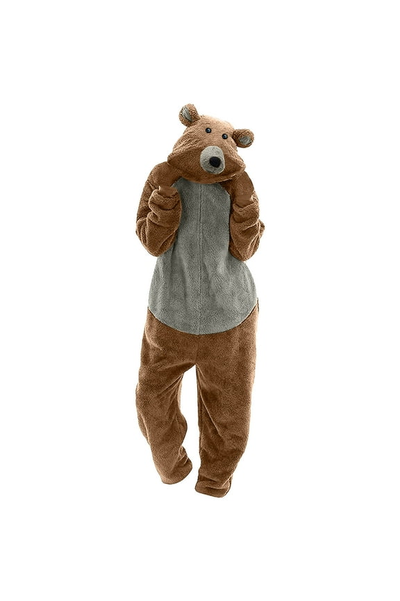Onesie Costumes One Piece Pajama Unisex Union Suits Animal Costume Bear Sleepwear Onesie Winter Pocket Loose Funny Thicken Pajamas