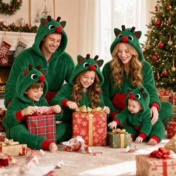 Onesie Family Christmas Pajamas Matching Sets Holiday Sleepwear Christmas Pajamas Onesie Animal Jumpsuit Sleepwear Adult Couples