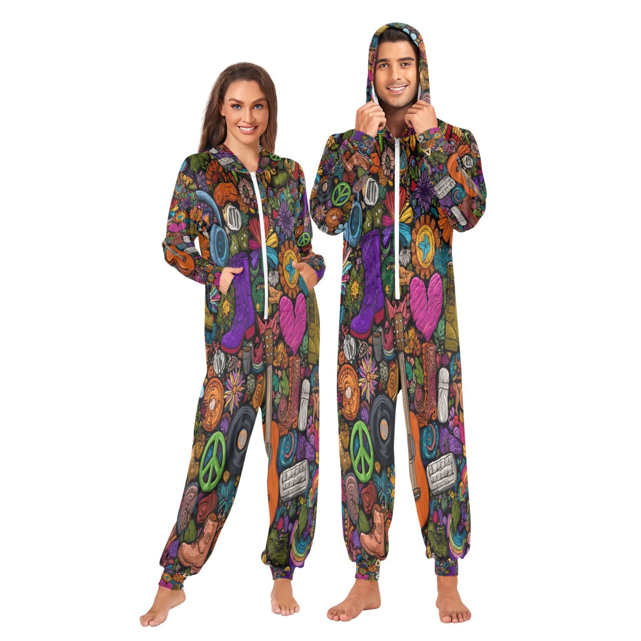 1-Pack Onesie Jumpsuits For Men&Women Winter One Piece Zipper Pajamas Playsuit A Seamless Pattern Of Doodles