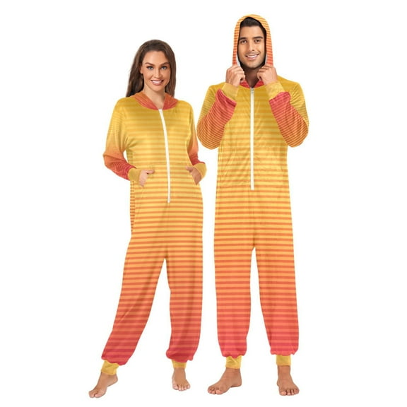 Onesie Jumpsuits For Men&Women Winter One Piece Zipper Pajamas Playsuit Gradient Color