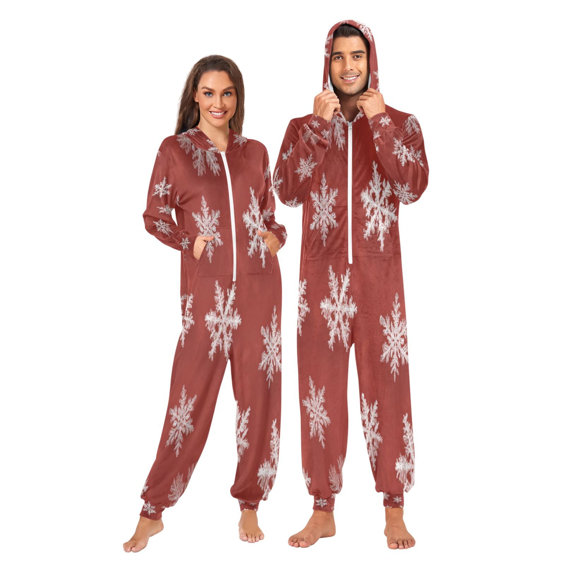 1-Pack Onesie Jumpsuits For Men&Women Winter One Piece Zipper Pajamas Playsuit Simple Background