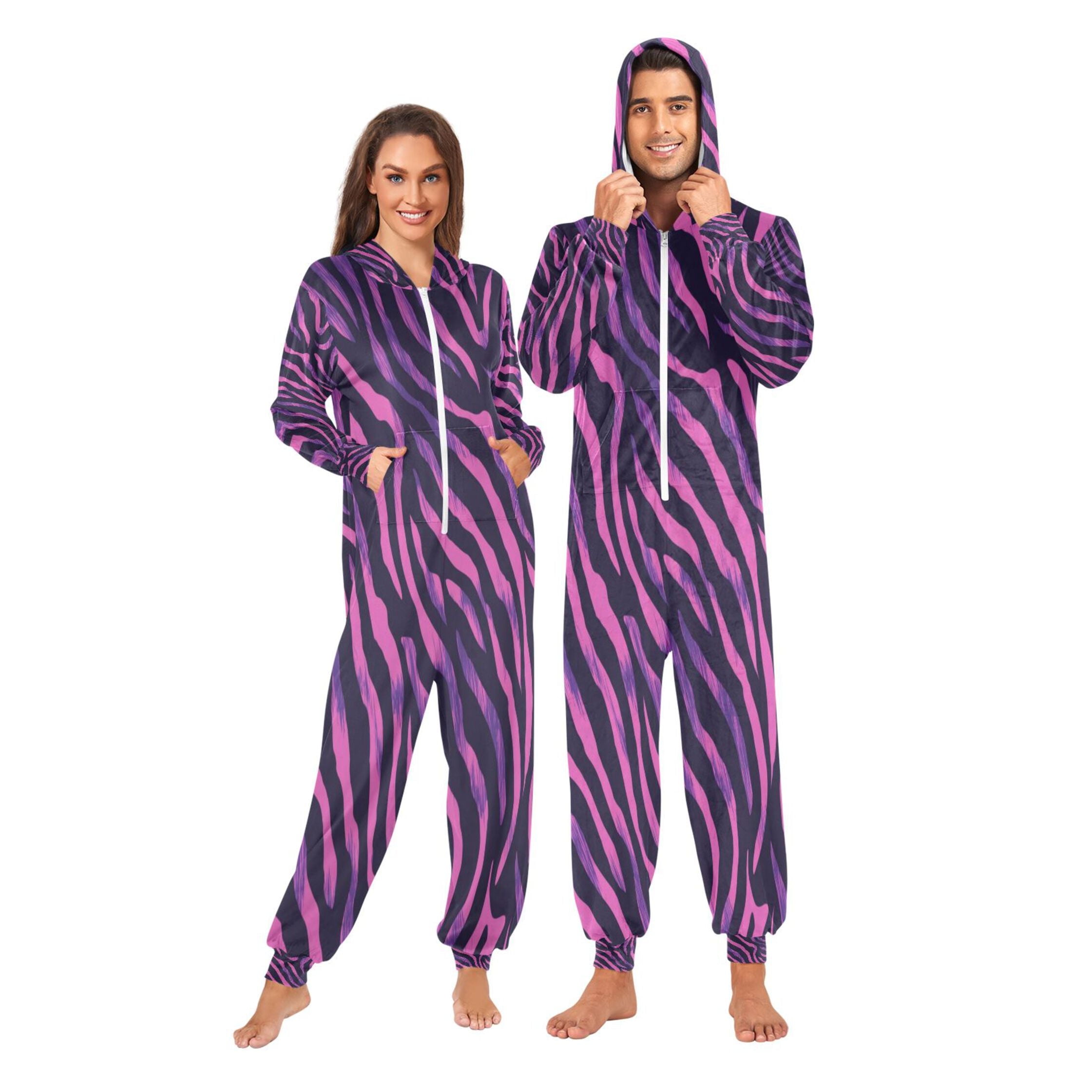 Onesie Jumpsuits For Men&Women Winter One Piece Zipper Pajamas