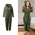 thumbnail image 1 of Onesie Pajamas Girls One-piece Hooded Jumpsuit Fuzzy Flannel Winter Warm Rompers Bear Onesie One - Piece Kids Sleepwear Girls Halloween 7-8 Years, 1 of 4