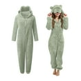 thumbnail image 1 of Onesie Pajamas with Eye Mask Hooded Romper Jumpsuit with Bear Ear Zip-Up Fall Pajamas One-Piece Sleepwear Winter Kids Clothes 3-4 Years, 1 of 7