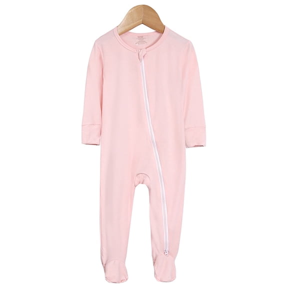 Onesies Baby Boys Girls Cotton Rompers Footed Pajamas Zipper Long Sleeve Sleeper Jumpsuit Gift for Baby Girl 6-12 Months