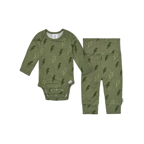 Gerber "Bamboo Collection" Baby Boy 2pc Outfit Set Bodysuit and Pants, Sizes (Newborn-24 Months)