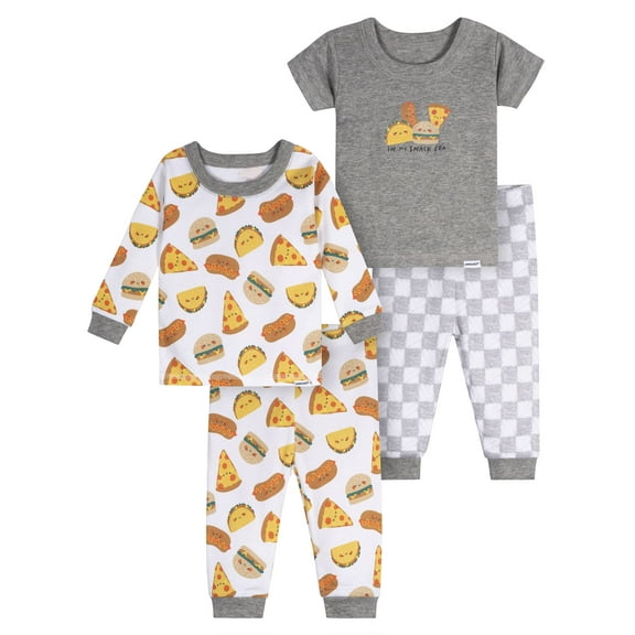 Onesies Brand Baby Neutral 4-Piece Pajama Set, Sizes 6/9 Months - 24 Months
