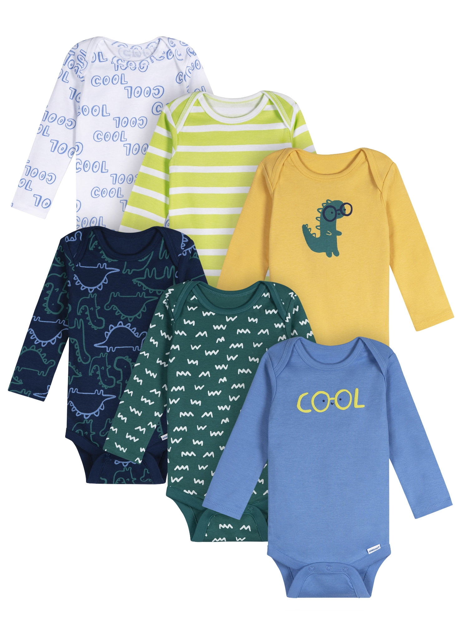 Onesies Brand Baby Boy 6pc Bodysuits, Sizes (0-3 Months - 12 Months)