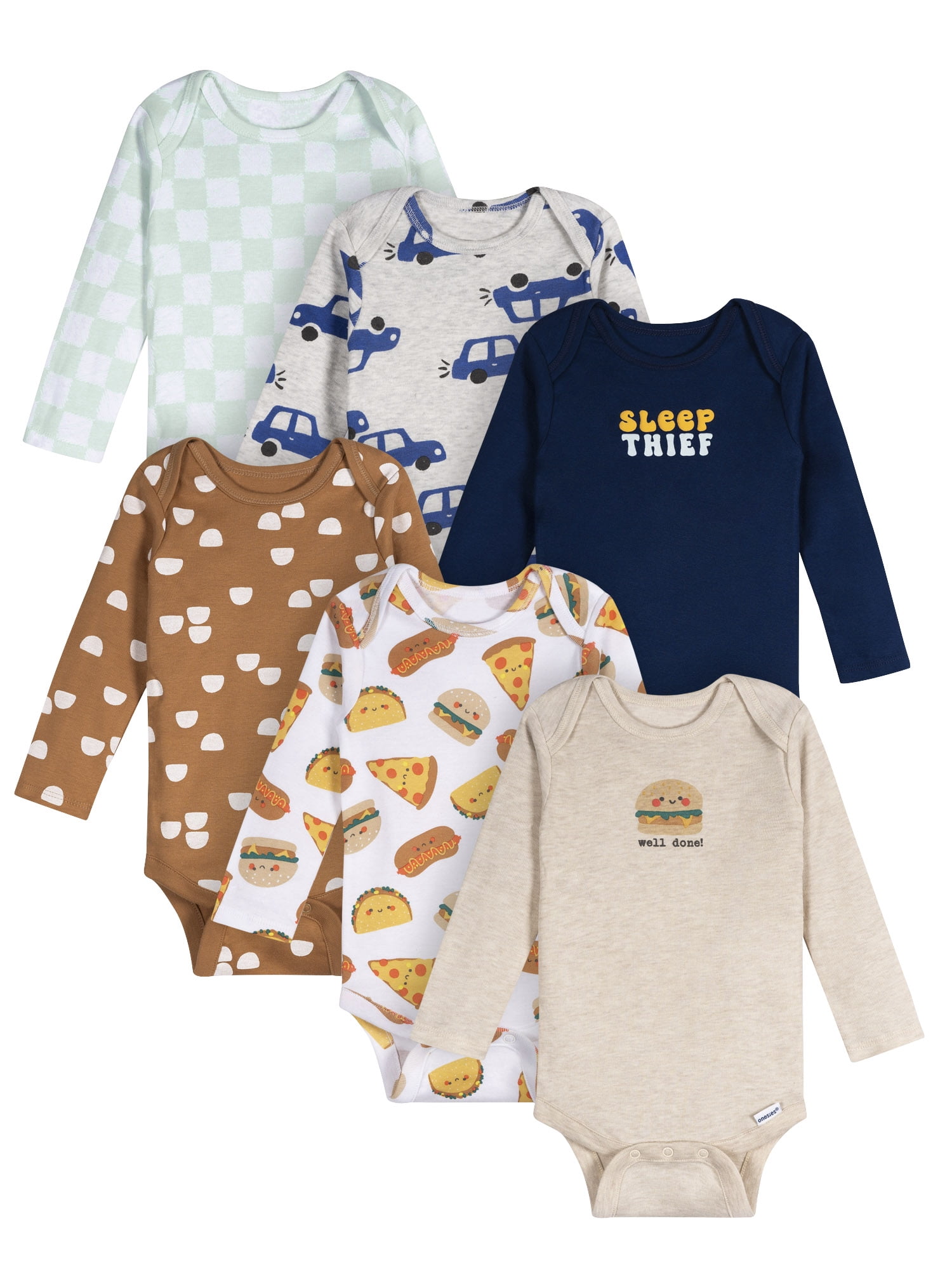 Onesies Brand Baby Boy 6pc Bodysuits, Sizes (0-3 Months - 12 Months)