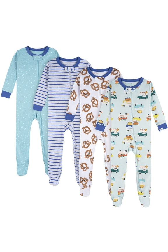 Brand Baby Boy Footed Pajamas, 4-Pack, Sizes Newborn - 24 Months