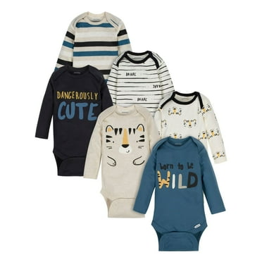Onesies Brand Baby Boy Long Sleeve Bodysuits, 6-Pack, Sizes Newborn - 12 Months
