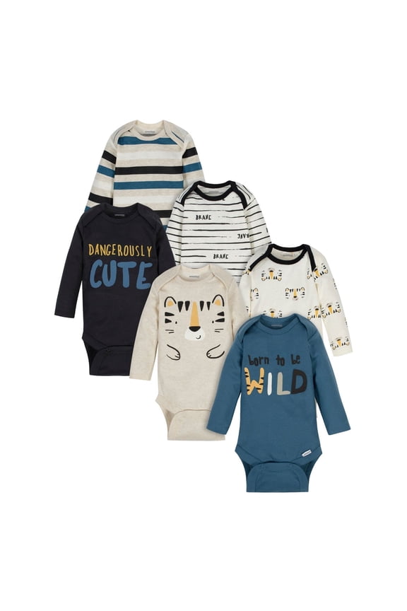 Onesies Brand Baby Boy Long Sleeve Bodysuits, 6-Pack, Sizes Newborn - 12 Months