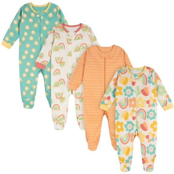 Onesies Brand Baby Girl Sleep ´N Play Footed Pajamas, 4-Pack, Sizes Newborn - 6/9 Months