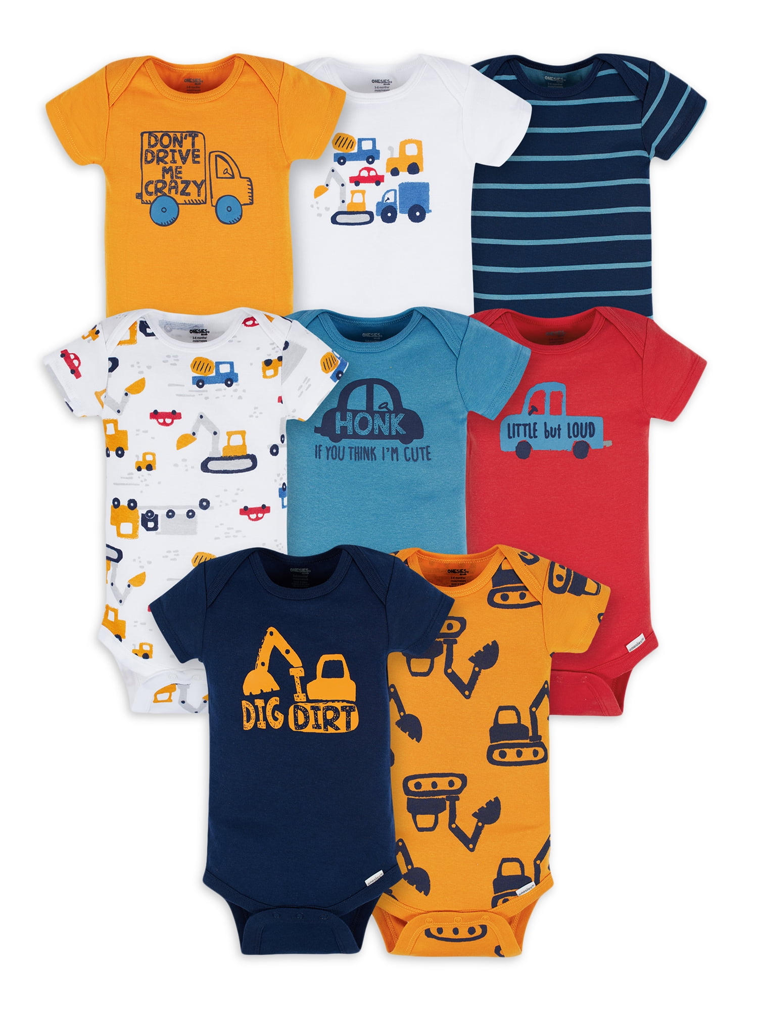Onesies Brand Baby Boy Short Sleeve Onesies Bodysuits, 8Pack, Sizes