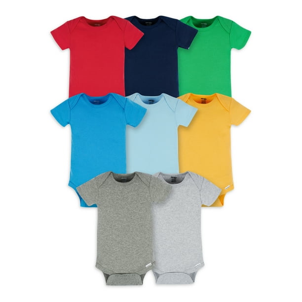 Onesies Brand Baby Boy Short Sleeve Onesies Bodysuits, 8Pack, Sizes
