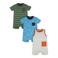 Onesies Brand Baby Boy Short Sleeve and Sleeveless Rompers, 3Pack (0/3