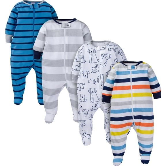 Onesies Brand Baby Boy Sleep 'N Plays Footed Pajamas, 4-Pack, Newborn - 6/9M