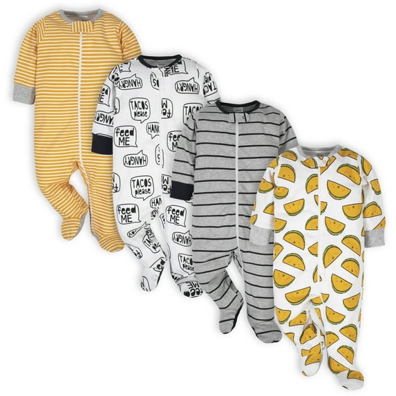 Onesies Brand Baby Boy Sleep 'N Plays Footed Pajamas, 4-Pack, Newborn - 6/9M