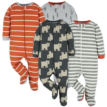 Onesies Brand Baby Boy Sleep 'N Plays Footed Pajamas, 4-Pack, Newborn - 6/9M