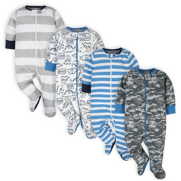Onesies Brand Baby Boy Sleep 'N Plays Footed Pajamas, 4-Pack, Newborn - 6/9M