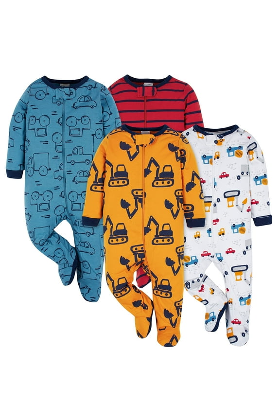 Brand Baby Boy Sleep 'N Plays Footed Pajamas, 4-Pack, Newborn - 6/9M