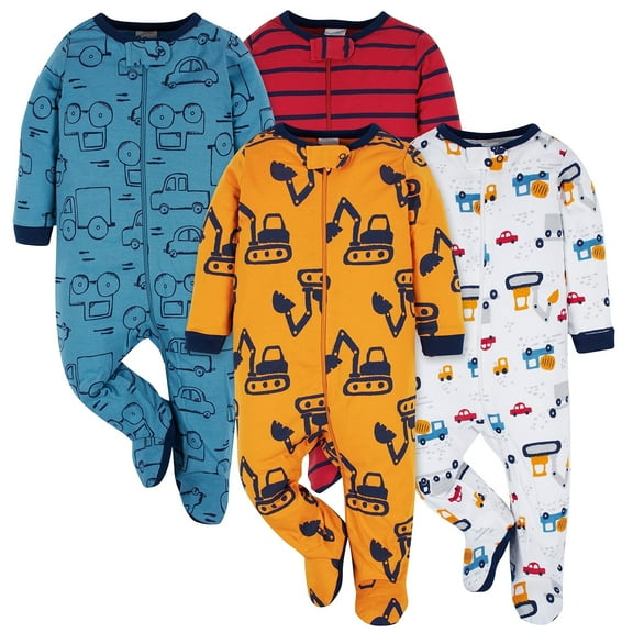 Onesies Brand Baby Boy Sleep 'N Plays Footed Pajamas, 4-Pack, Newborn - 6/9M