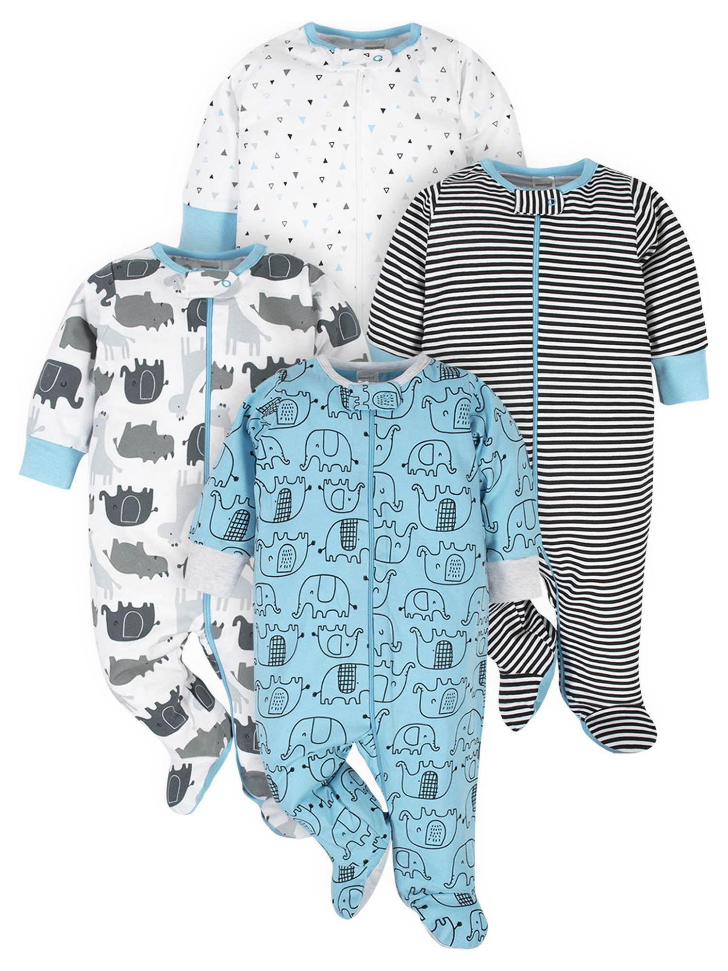 Onesies Brand Baby Boy Sleep 'n Plays Footed Pajamas, 4Pack (Newborn 6/9M)