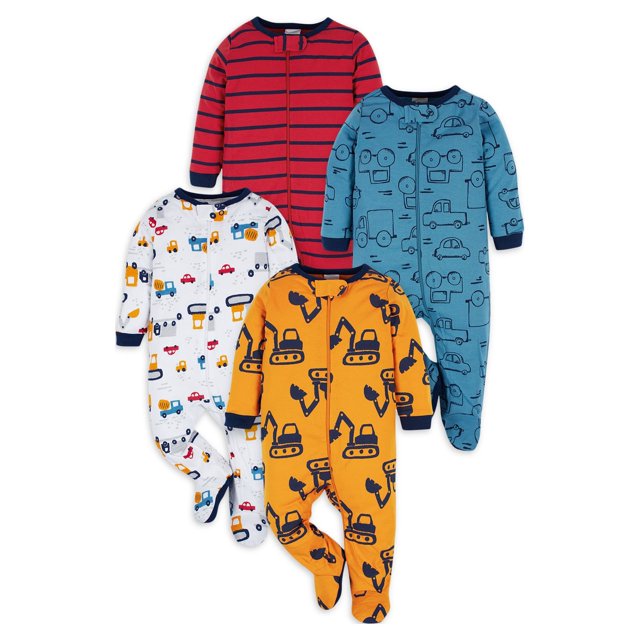 Onesies Brand Baby Boy Sleep 'n Plays Footed Pajamas, 4Pack (Newborn