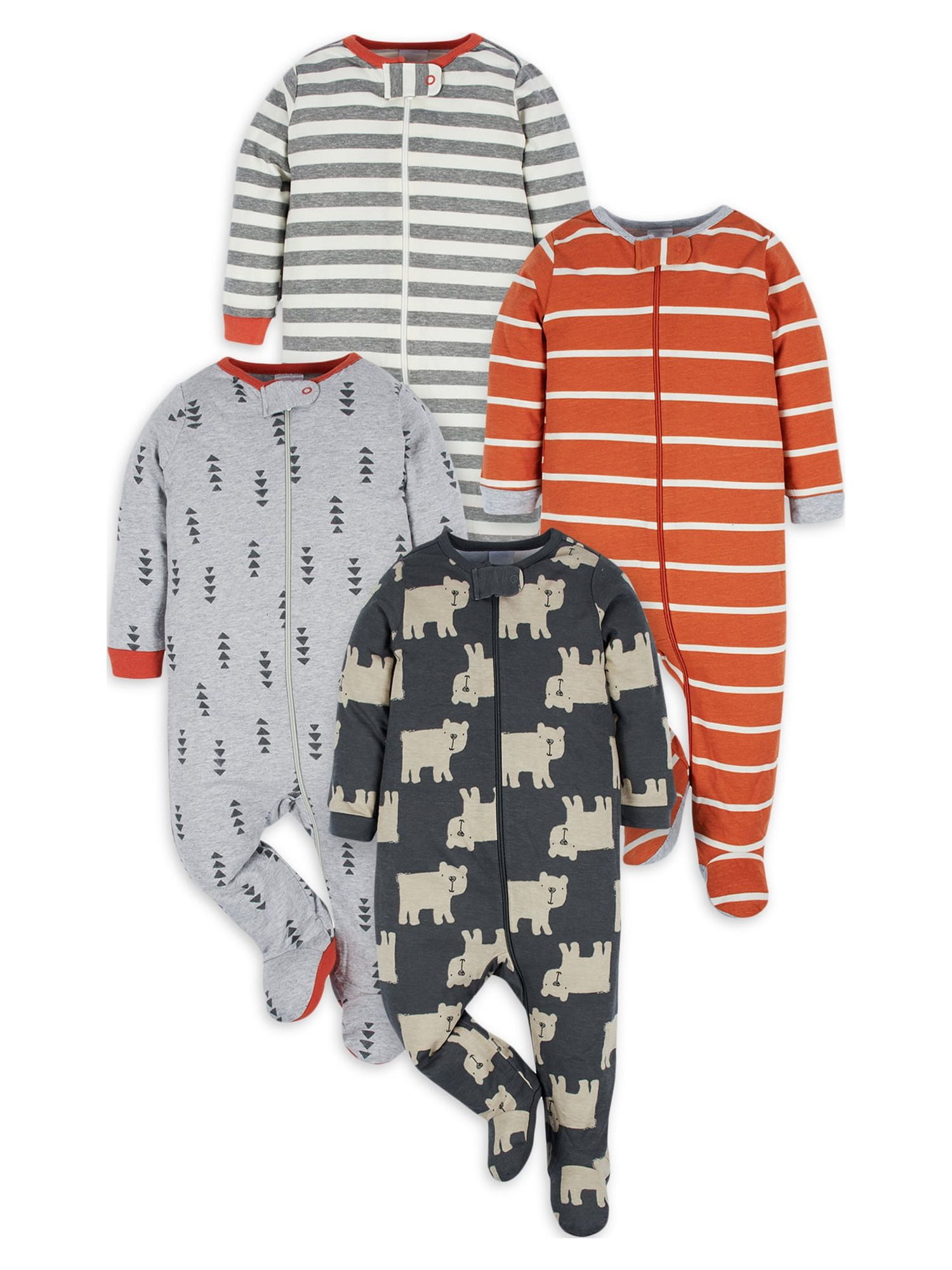 Onesies Brand Baby Boy Sleep 'n Plays Footed Pajamas, 4Pack (Newborn