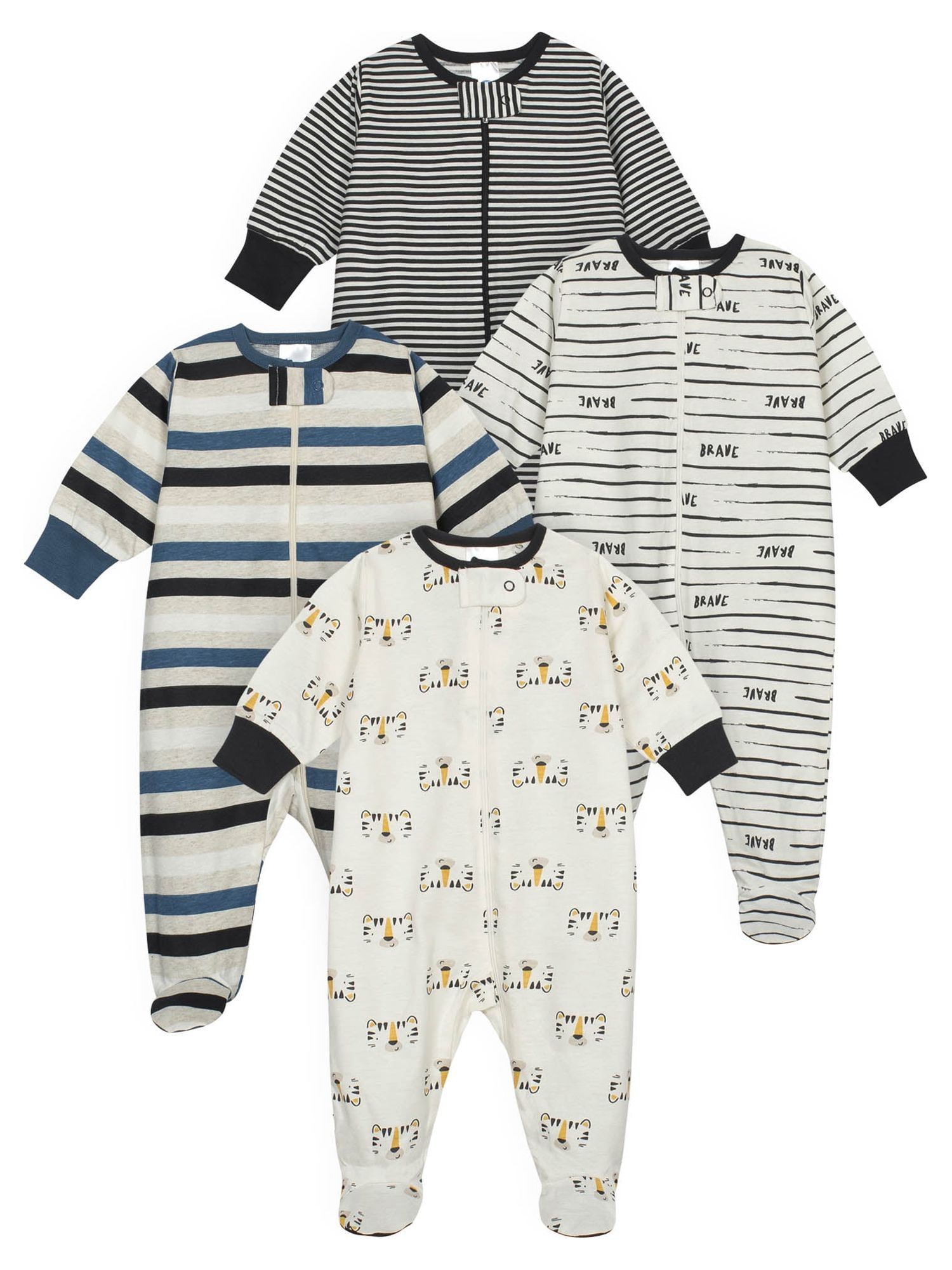 Onesies Brand Baby Boy Sleep 'n Plays Footed Pajamas, 4Pack (Newborn