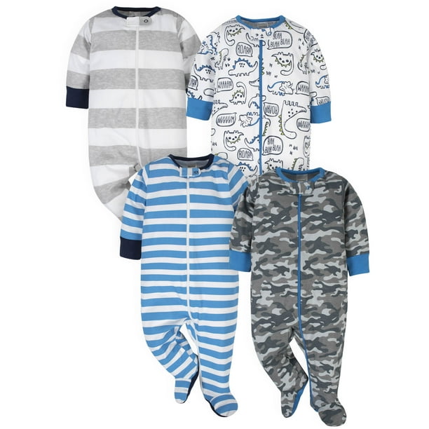 Onesies Brand Baby Boy Sleep 'n Plays Footed Pajamas, 4Pack (Newborn