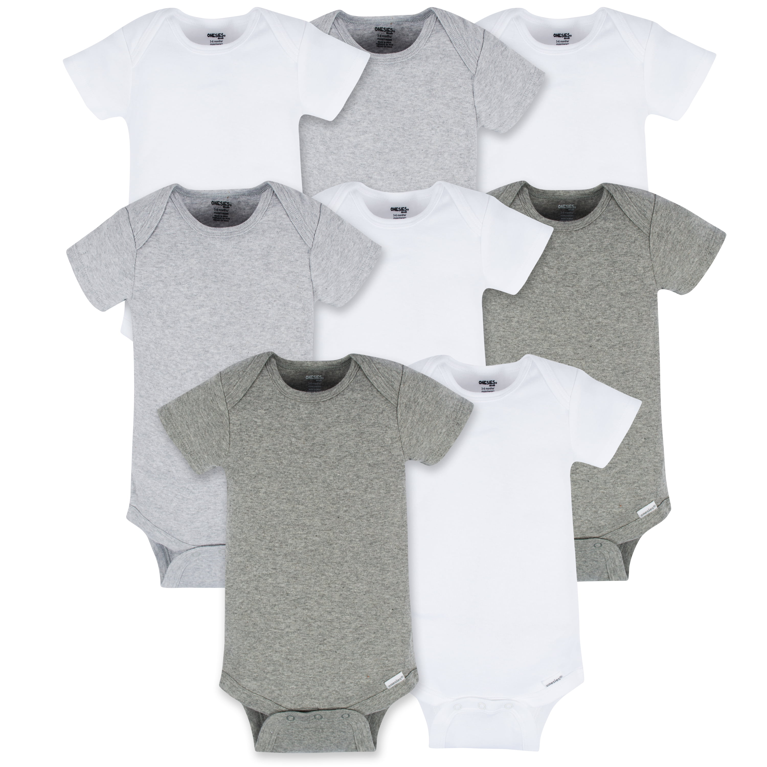 Onesies Brand Baby Boy or Girl Gender Neutral Short Sleeve Onesies Bodysuits, 8Pack, Sizes