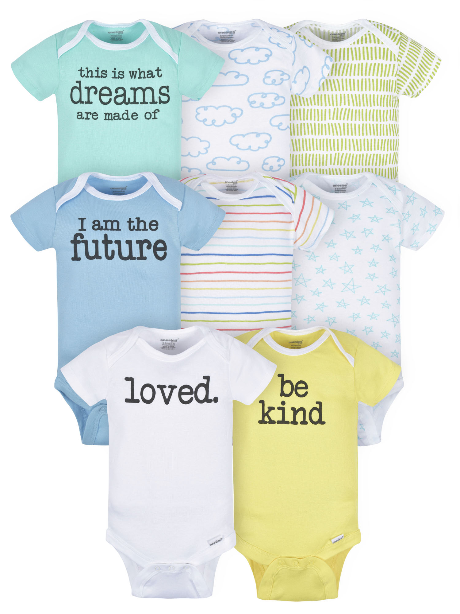 Onesies Brand Baby Boy or Girl Gender Neutral Short Sleeve Onesies Bodysuits, 8-Pack, Sizes Newborn-12M - image 1 of 17
