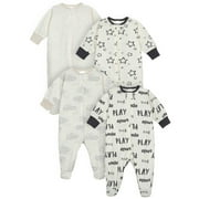 Onesies Brand Baby Boy or Girl Gender Neutral Sleep 'N Play Footed Cotton Pajamas, 4-Pack