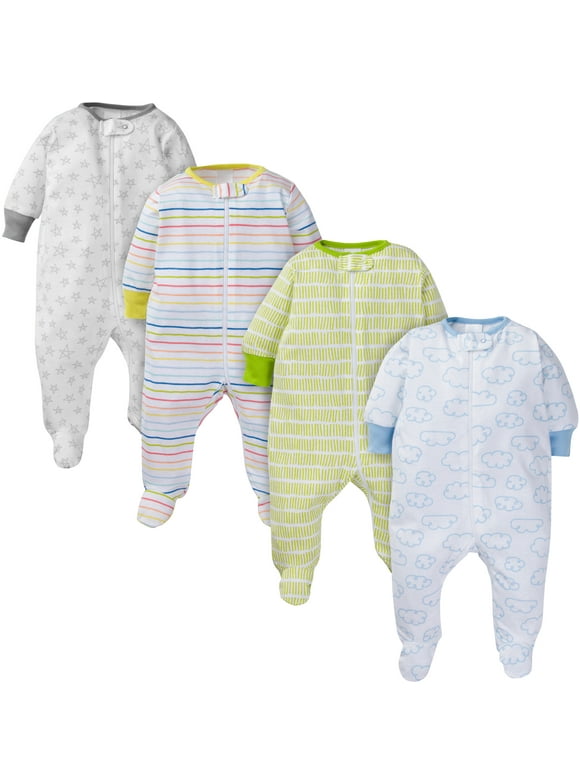 Onesies Brand Baby Boy or Girl Gender Neutral Sleep 'N Play Footed Pajamas, 4-Pack