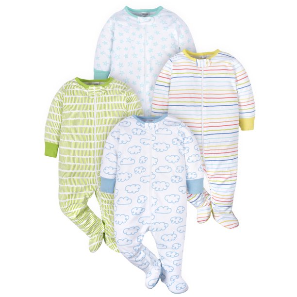 Assorted Zip Front Sleep N Play Sleepers, 4pk (Baby Boy or Baby Girl