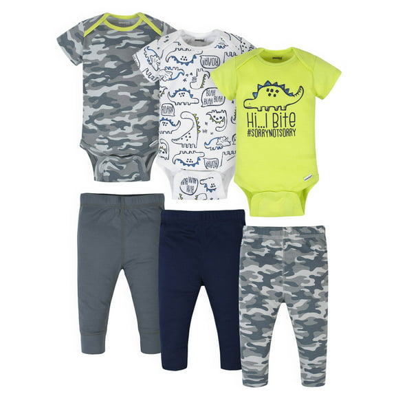 Onesies Brand Baby Boys Bodysuits & Pants Set, 6-Piece Outfit Set, Sizes NB-12M