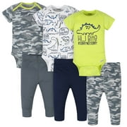 Onesies Brand Baby Boys Cotton Bodysuits & Pants Set, 6-Piece Outfit Set, Sizes NB-12M