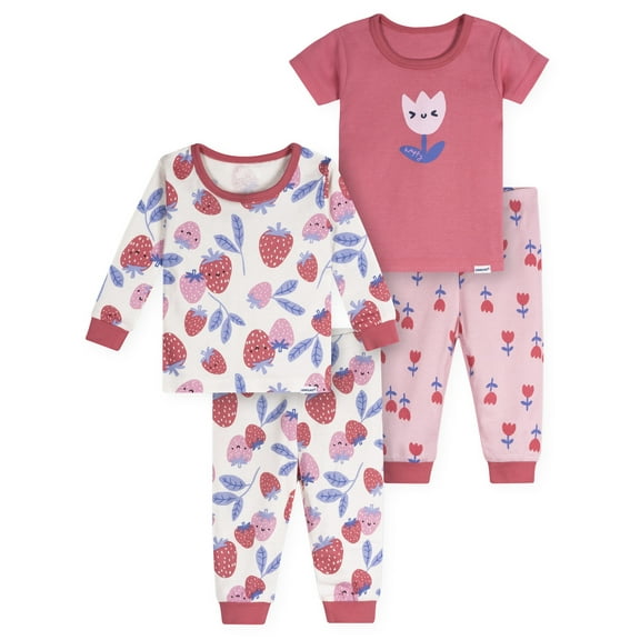 Onesies Brand Baby Neutral 4-Piece Pajama Set, Sizes 6/9 Months - 24 Months