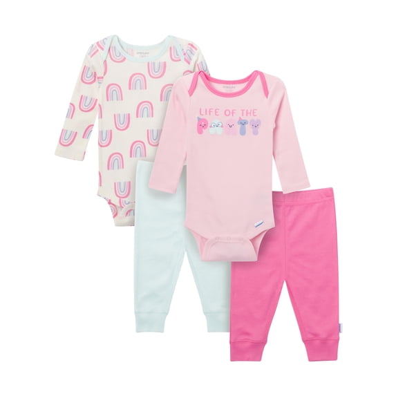 Onesies Brand Baby Girl 4pc Outfit Set, Sizes (Newborn - 12 Months)