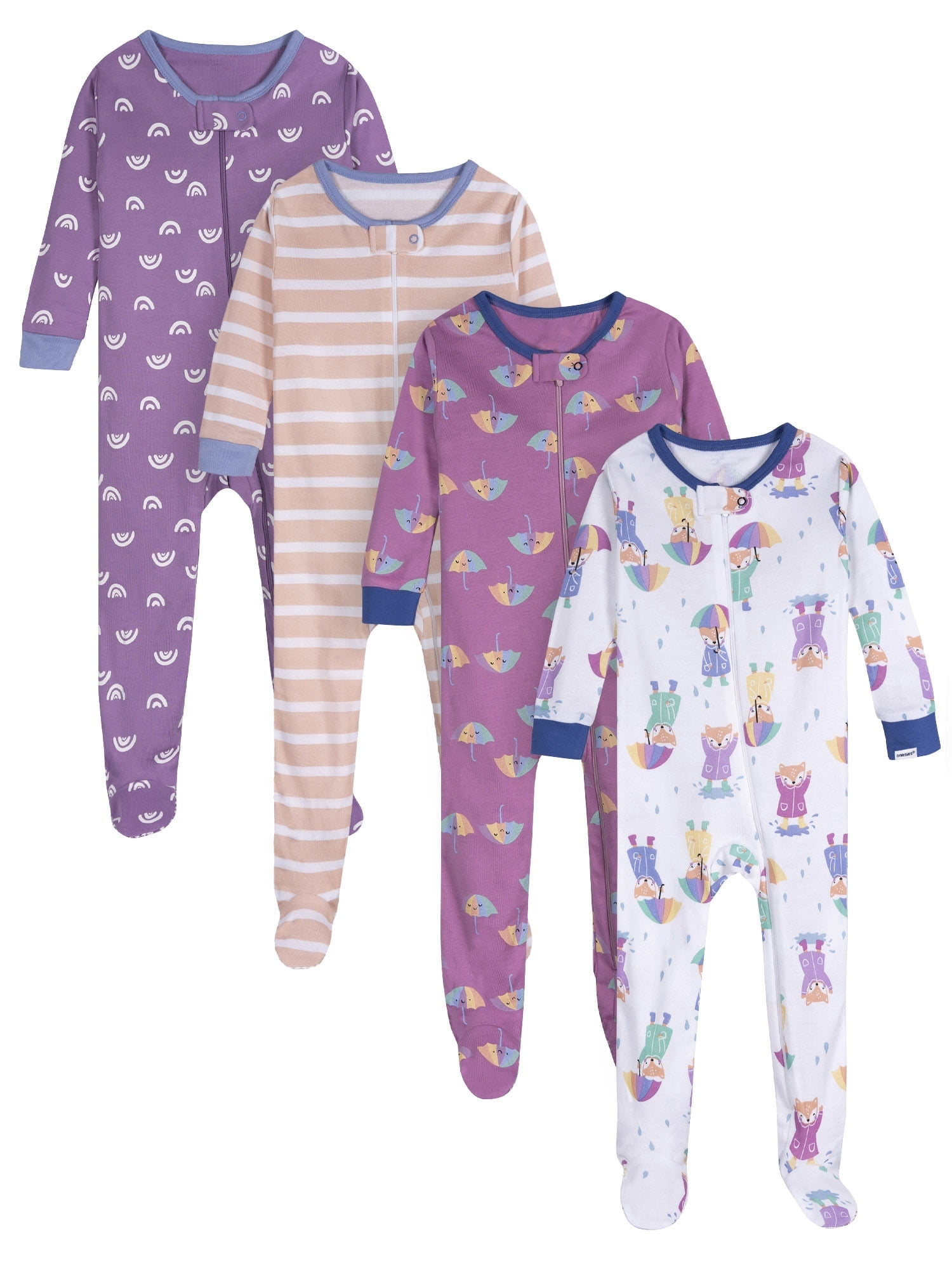 Onesies Brand Baby Girl Footed Pajamas, 4-Pack, Sizes Newborn - 24 Months