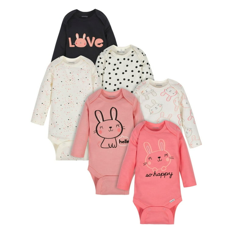 Onesies Brand Baby Girl Long Sleeve Bodysuit, 6-Pack, Sizes Newborn-12M 