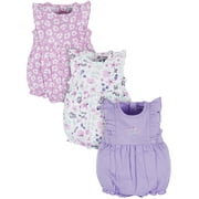 Onesies Brand Baby Girl Ruffle Sleeve Rompers, 3-Pack, Sizes, 0/3 Months - 24 Months