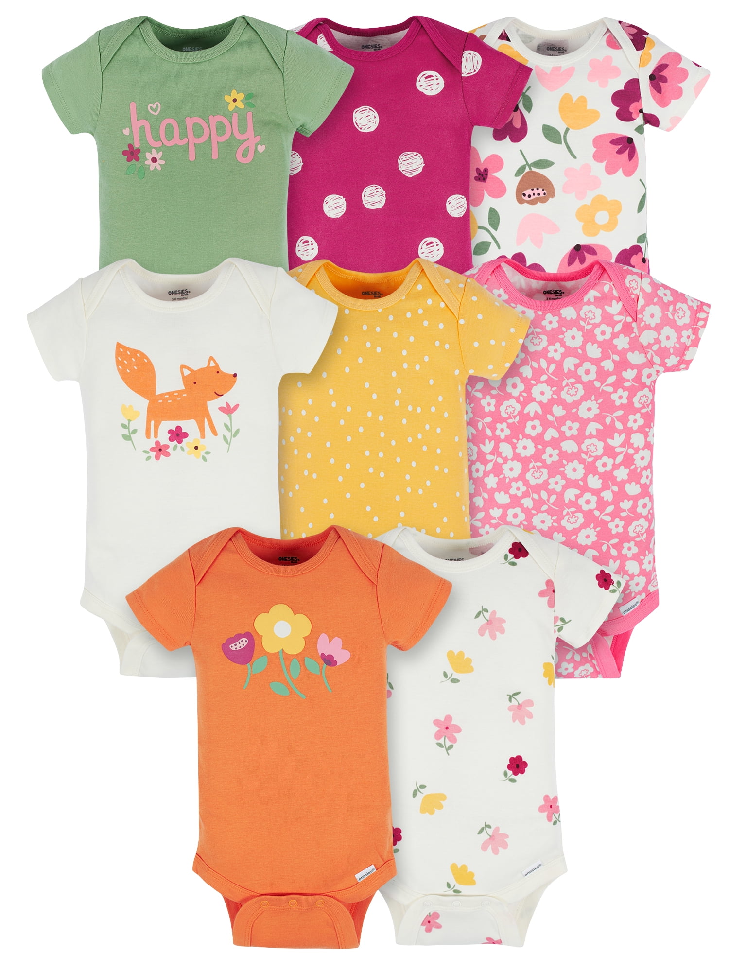 Onesies Brand Baby Girl Bodysuits, 8-Pack, Sizes Newborn - 12 Months