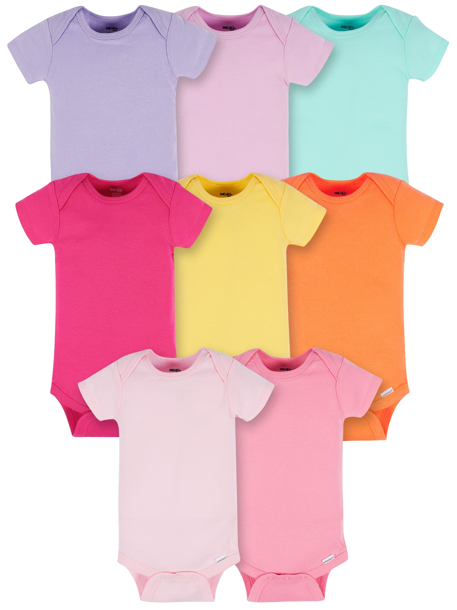Onesies Brand Baby Girl Short Sleeve Onesies Bodysuits, 8Pack, Sizes