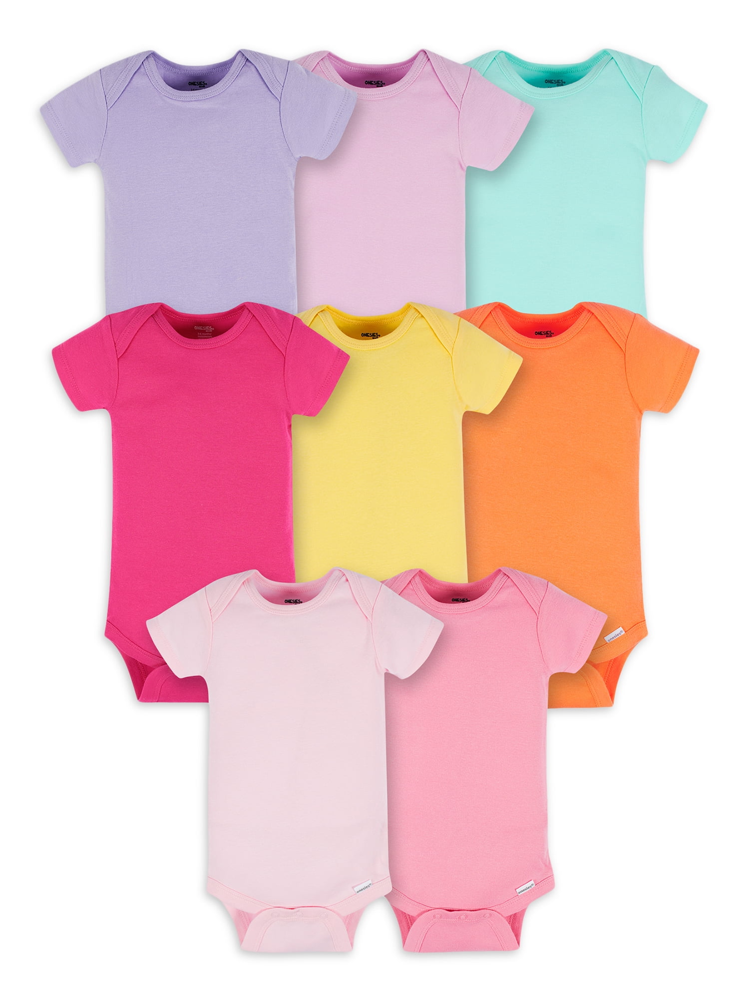 Onesies Brand Baby Girl Short Sleeve Onesies Bodysuits, 8Pack, Sizes Newborn12M